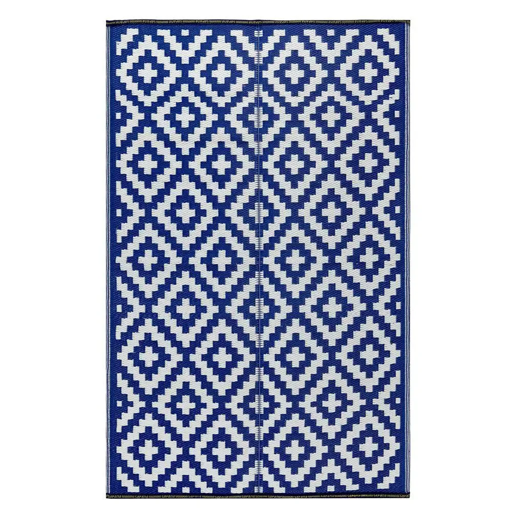 Vibrant Blue Aztec Designer Big Floor Mat