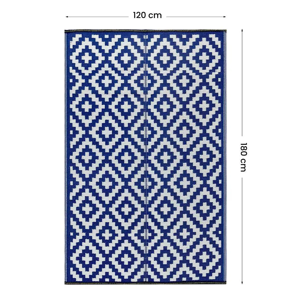 Vibrant Blue Aztec Designer Big Floor Mat