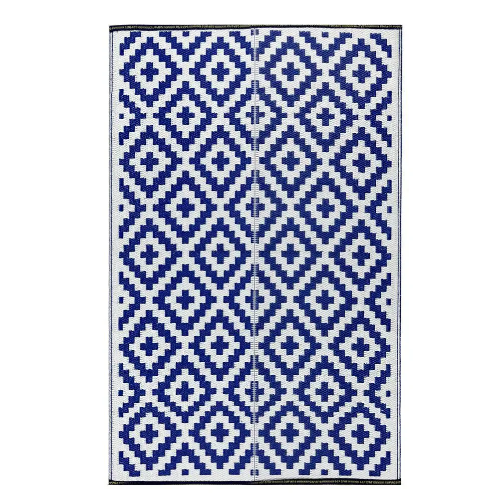Vibrant Blue Aztec Designer Big Floor Mat