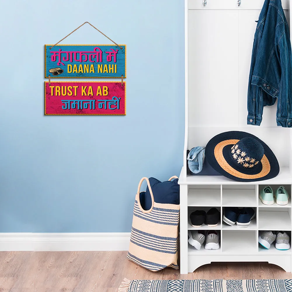 Vibrant Colored Hinglish Quote Wooden Sign