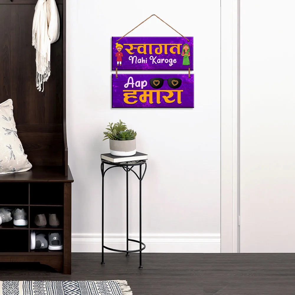 Vibrant Colored Hinglish Quote Wooden Sign