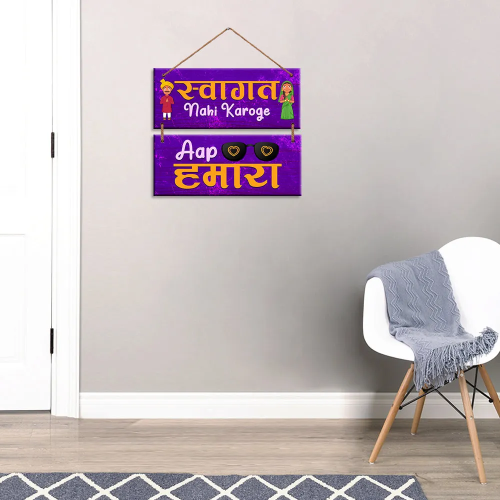 Vibrant Colored Hinglish Quote Wooden Sign