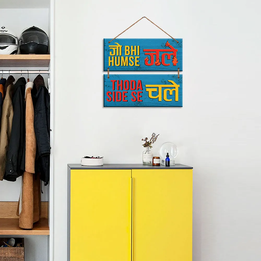 Vibrant Colored Hinglish Quote Wooden Sign