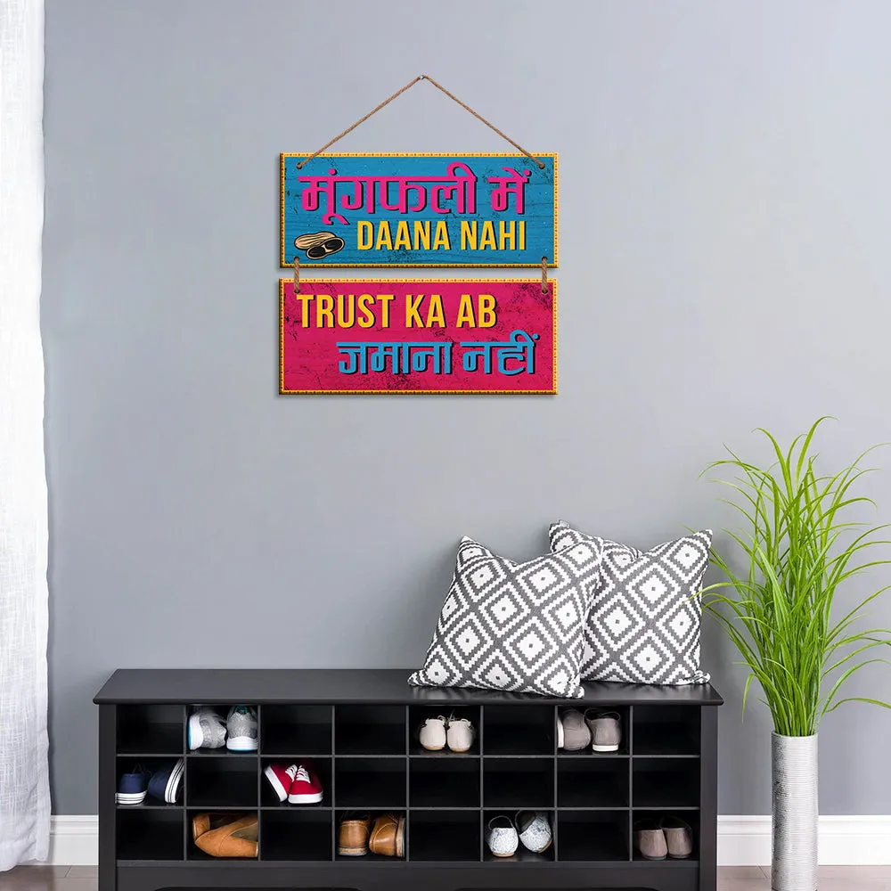 Vibrant Colored Hinglish Quote Wooden Sign