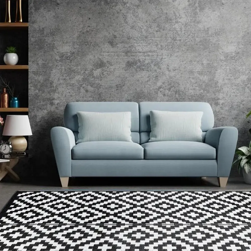 Vibrant Grey Aztec Designer Big Floor Mat