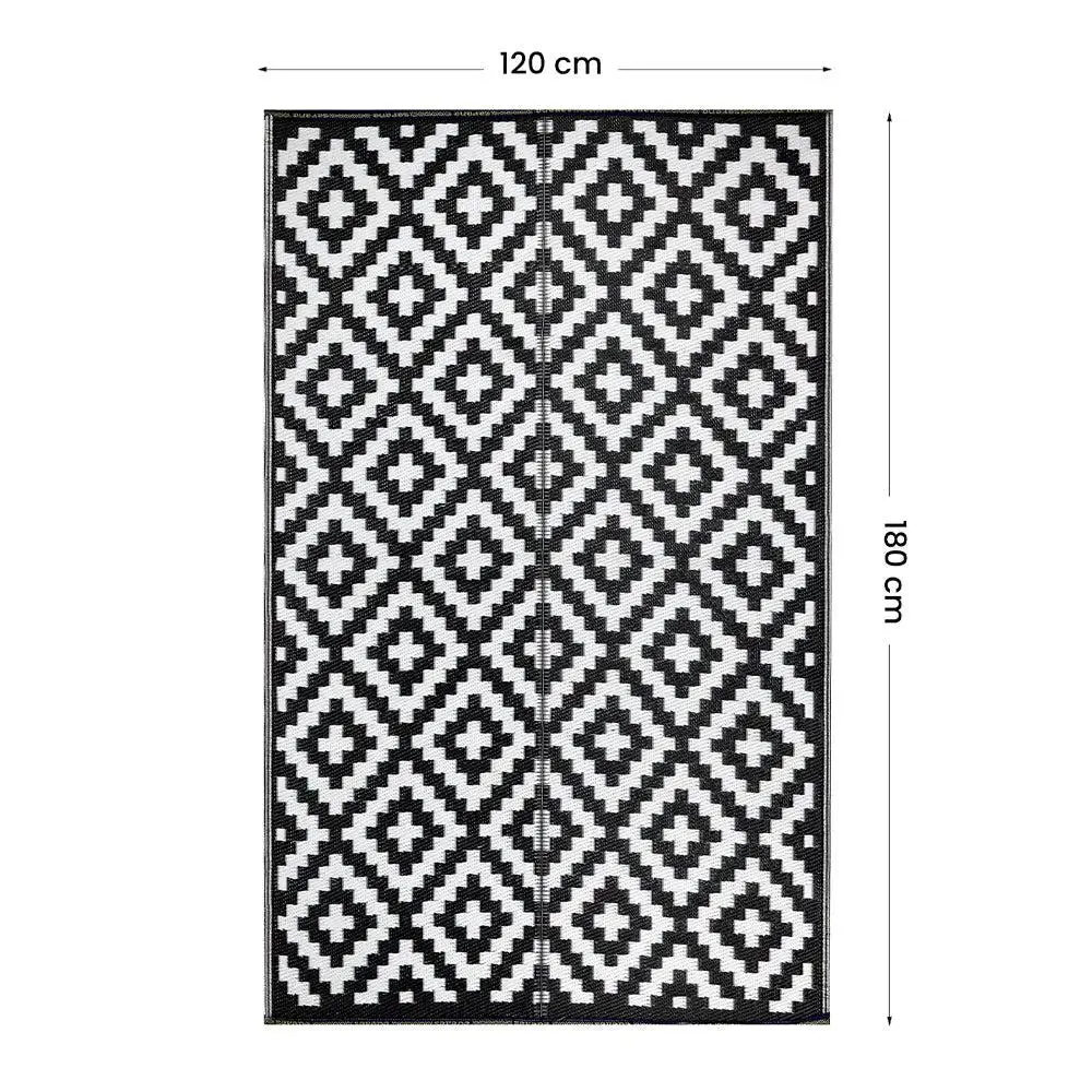 Vibrant Grey Aztec Designer Big Floor Mat
