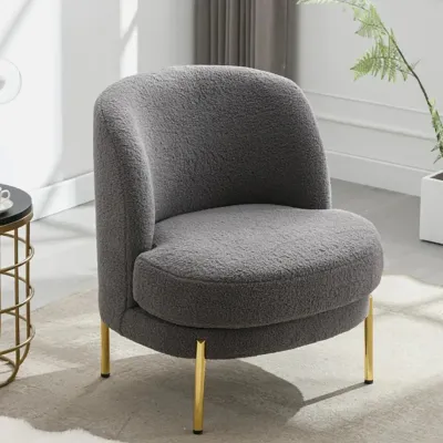 Vibrant Grey Fabric Slipper Accent Chair