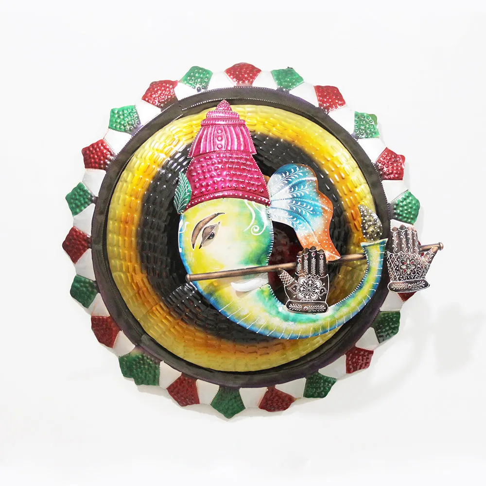 Vibrant Hued Ganesha Metal Wall Art