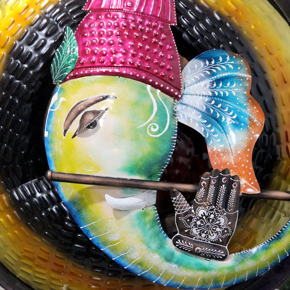 Vibrant Hued Ganesha Metal Wall Art