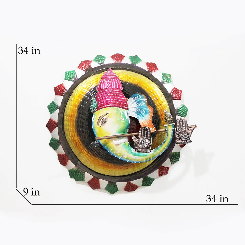 Vibrant Hued Ganesha Metal Wall Art