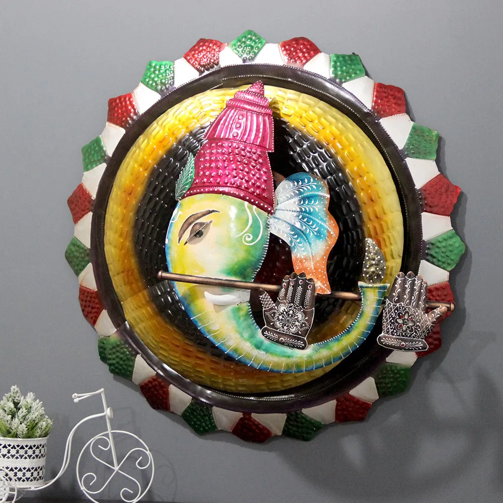 Vibrant Hued Ganesha Metal Wall Art
