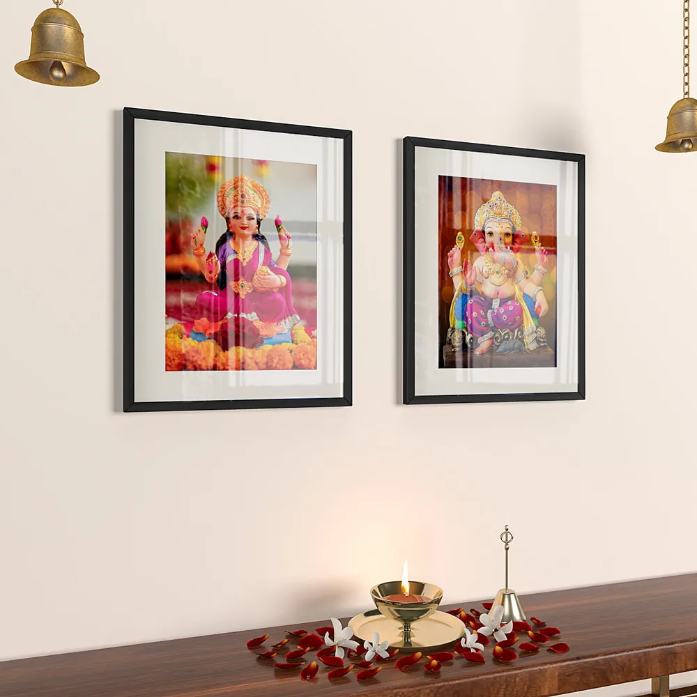 Vibrant Laxmi & Ganesh Traditional Frame Set Of 2