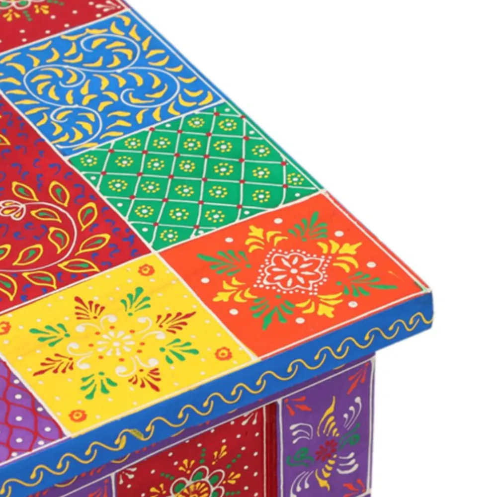 Vibrant Multicolor Aesthetic Mango Wood Bedside Table