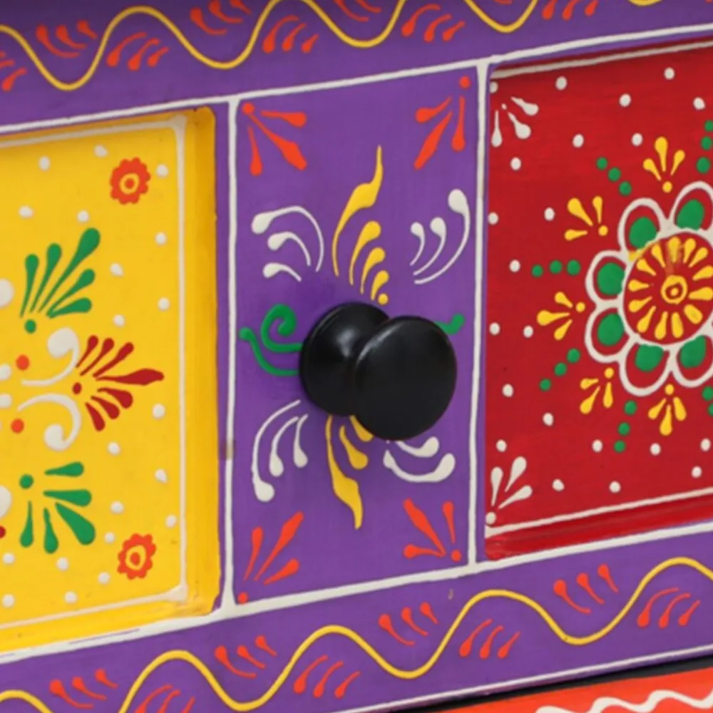 Vibrant Multicolor Aesthetic Mango Wood Bedside Table