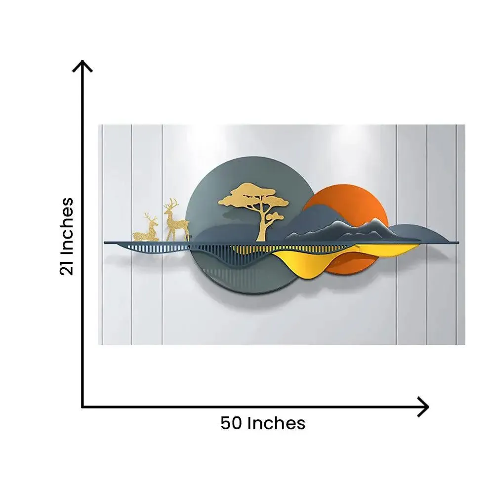 Vibrant Multicolour Scenery Metal Wall Art for Living Room