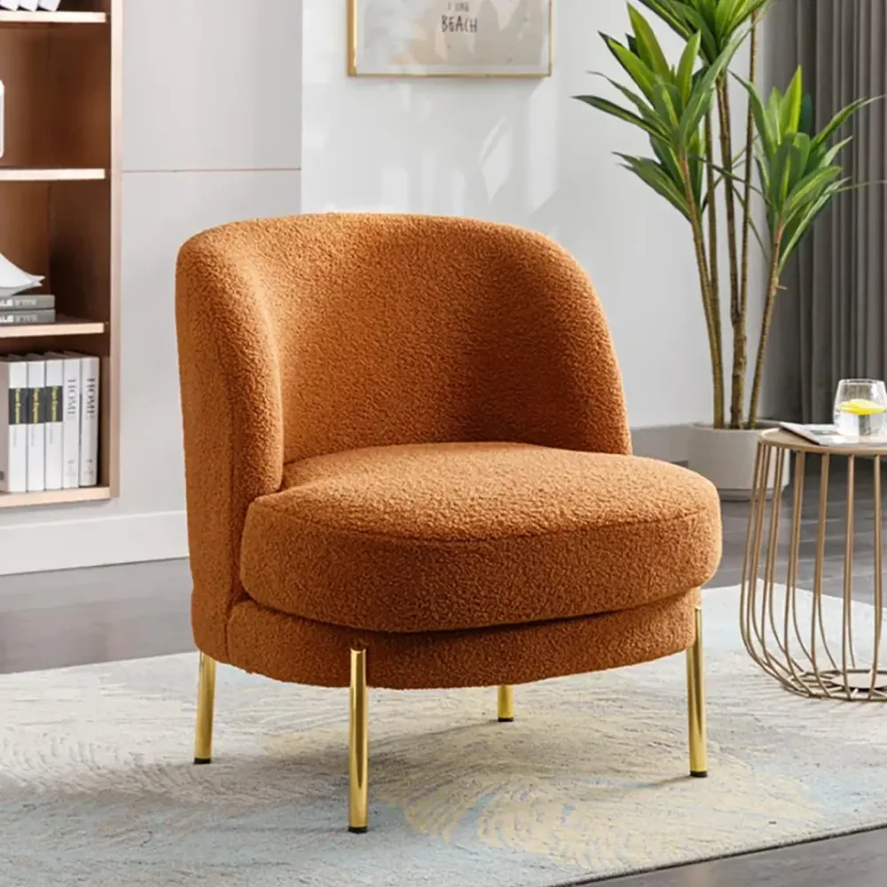 Vibrant Orange Fabric Slipper Accent Chair Single