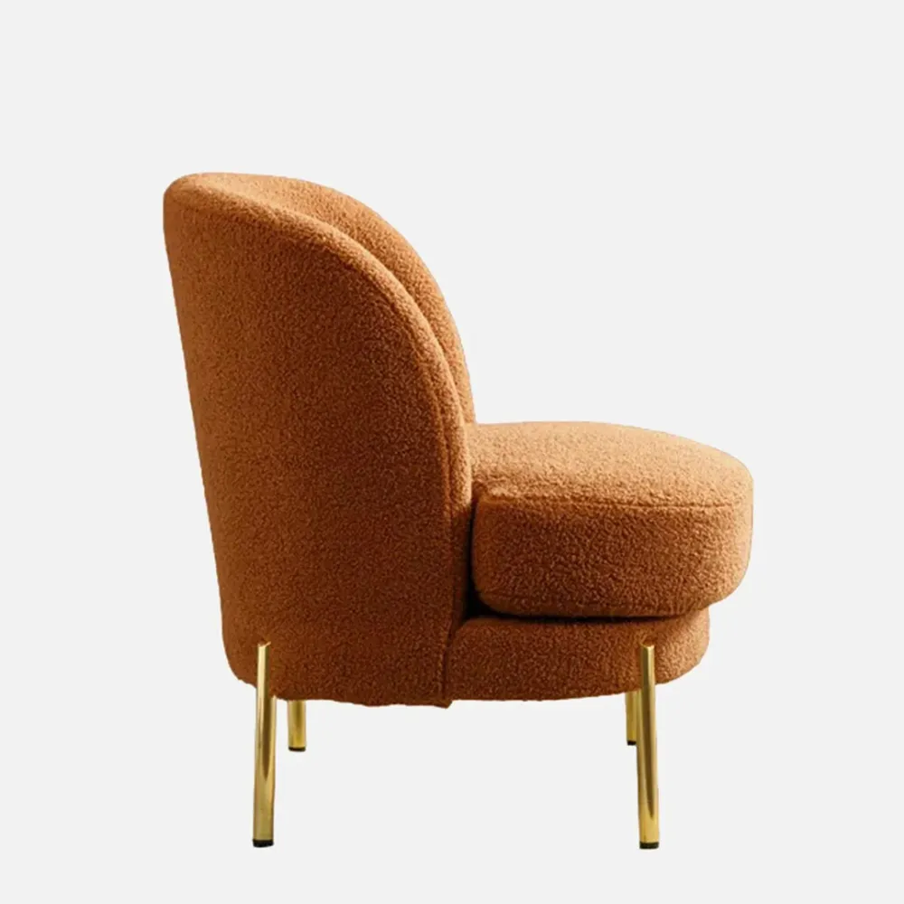 Vibrant Orange Fabric Slipper Accent Chair Single