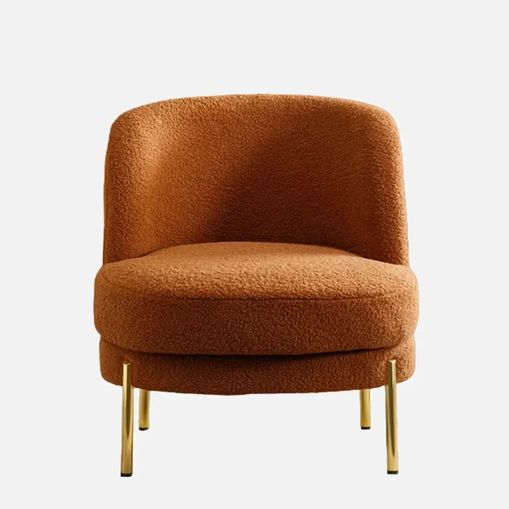 Vibrant Orange Fabric Slipper Accent Chair Single