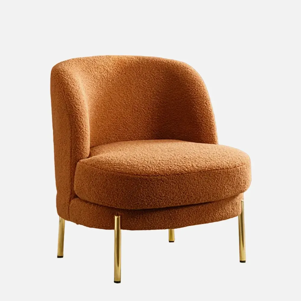 Vibrant Orange Fabric Slipper Accent Chair Single