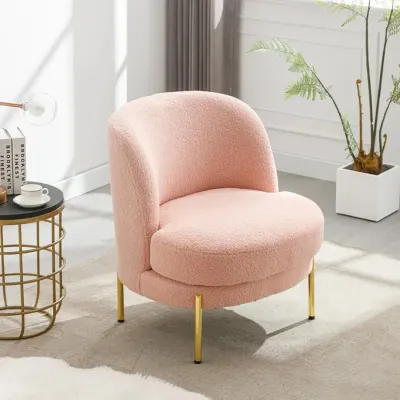 Vibrant Pink Fabric Slipper Accent Chair