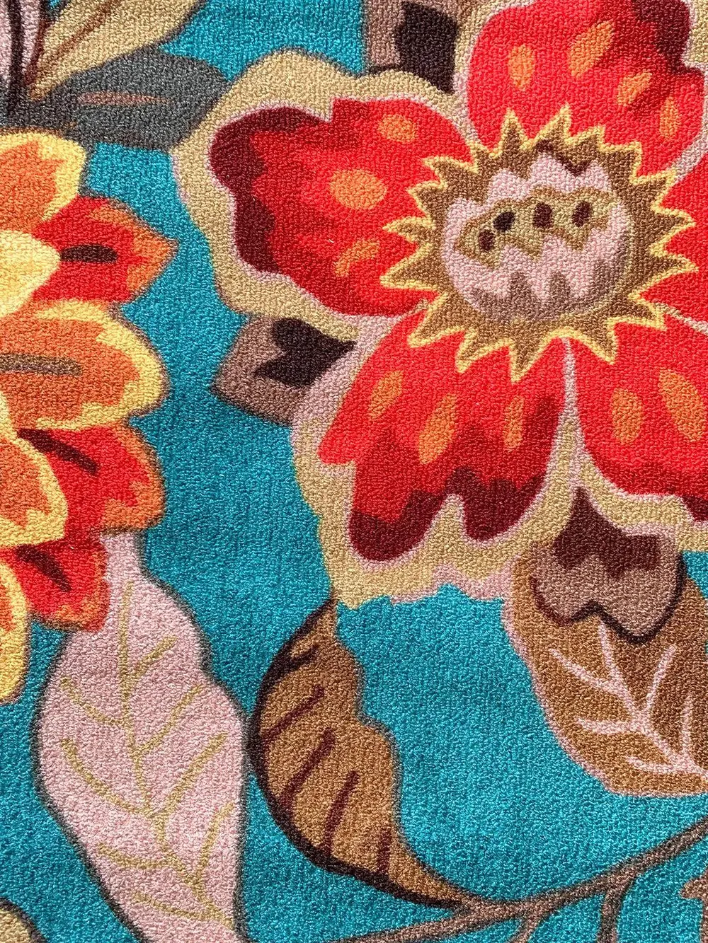 Vibrant Turquoise Floral Printed Premium Area Carpet ( 3 ft x5 ft & 4 ft x 6 ft ) 3X5 ft