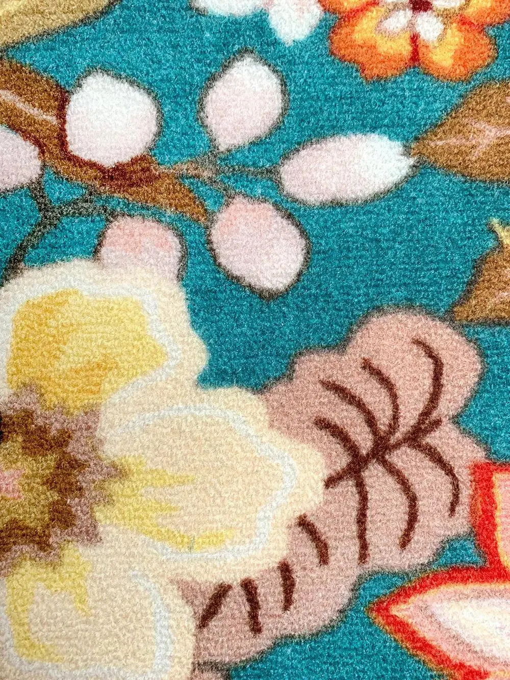 Vibrant Turquoise Floral Printed Premium Doormat (14 X 22 )Inches