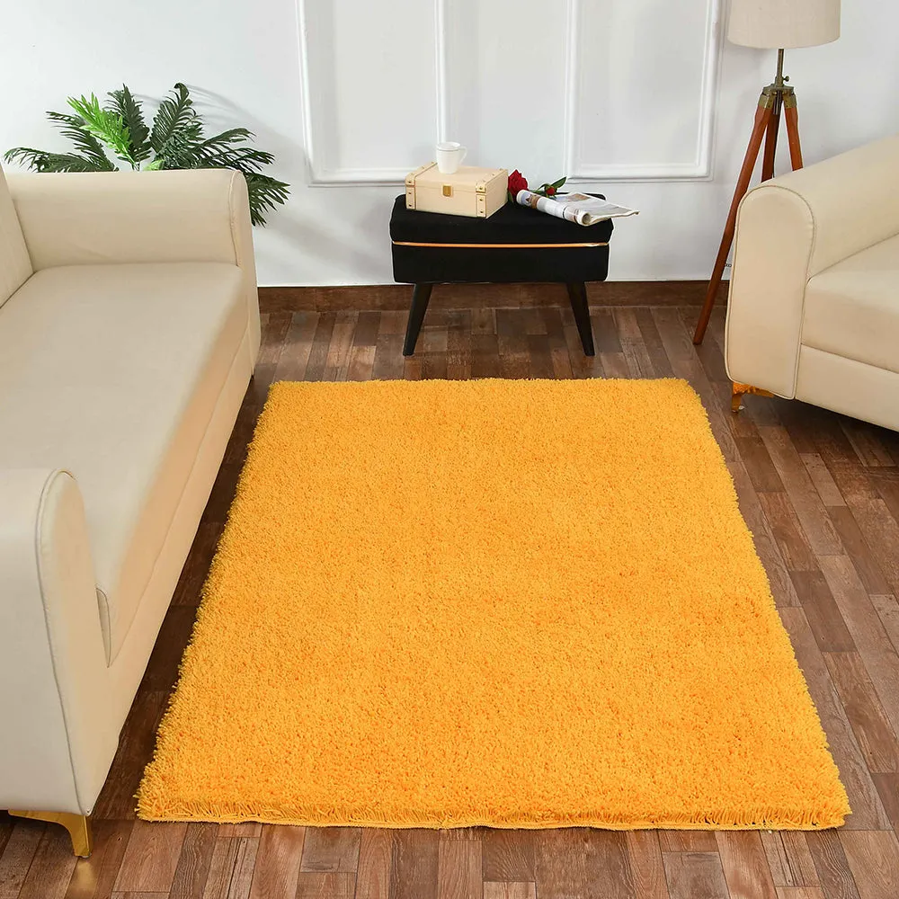 Vibrant Yellow Solid Soft Feel Anti-Skid Hand Tufted Cotton Carpet 2X5