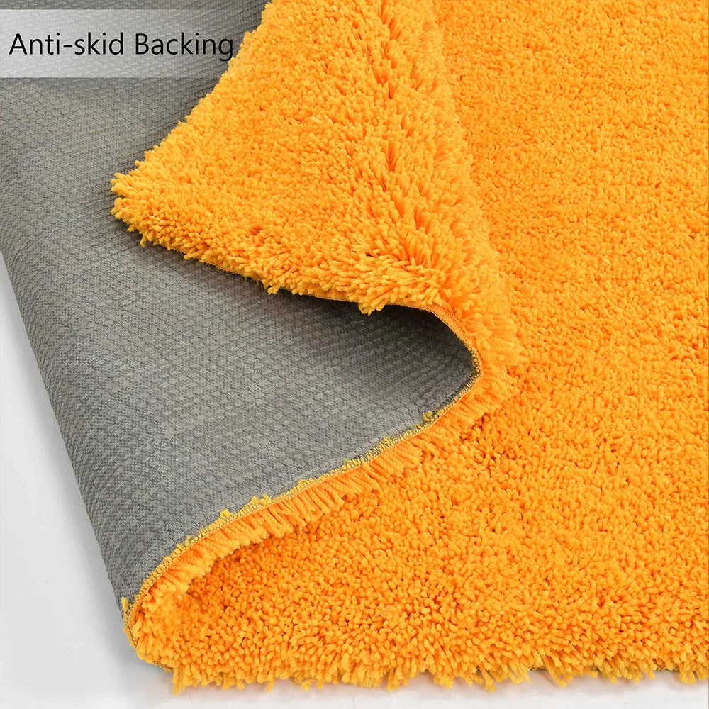 Vibrant Yellow Solid Soft Feel Anti-Skid Hand Tufted Cotton Carpet 2X5