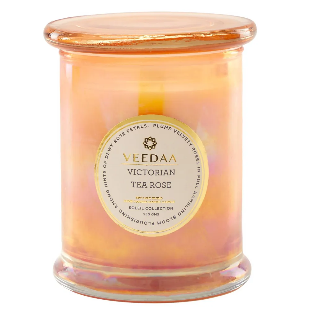 VICTORIAN TEA ROSE DANUBE GLASS SCENTED CANDLE