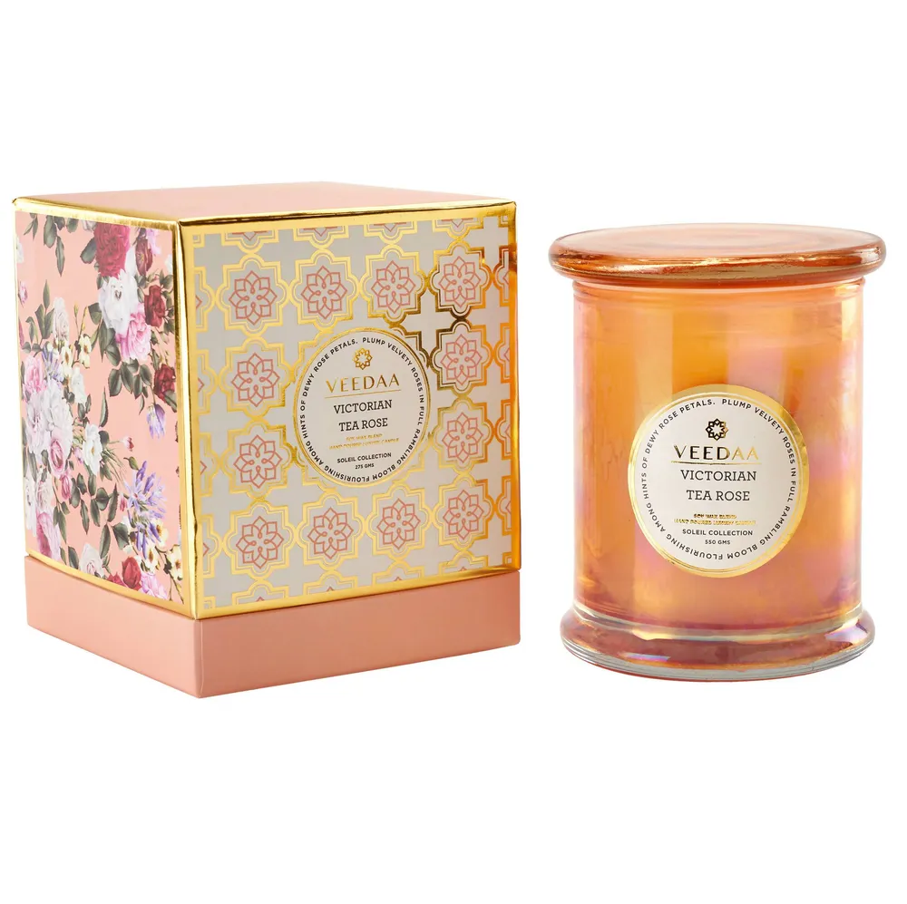 VICTORIAN TEA ROSE DANUBE GLASS SCENTED CANDLE