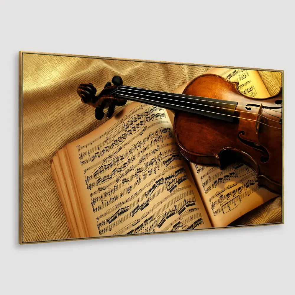 Villon with Music Notes Canvas  Big Panoramic Wall Painting With Frame