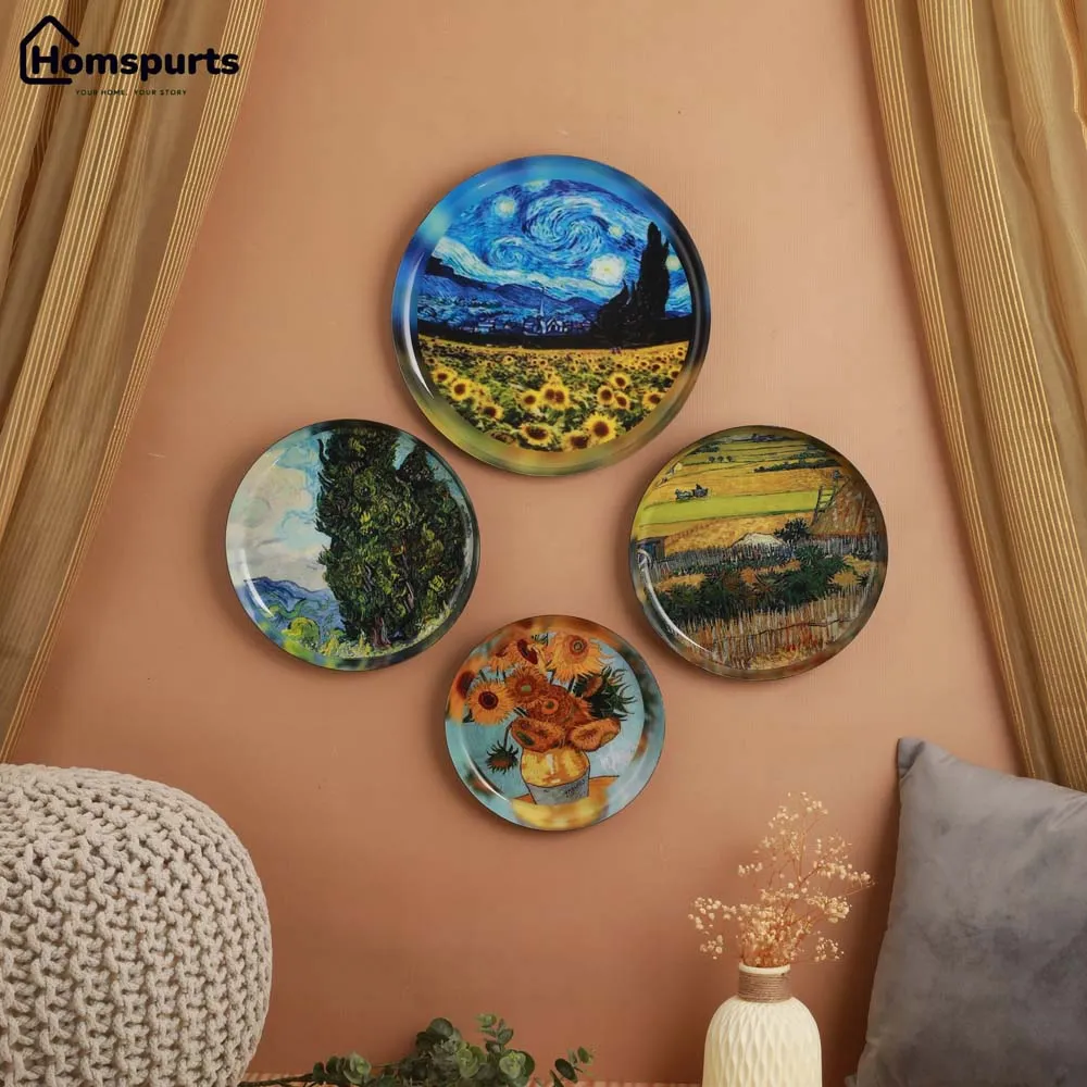 Vincent Van Gogh Premium Wall Decorative Metal Plate Set of 4