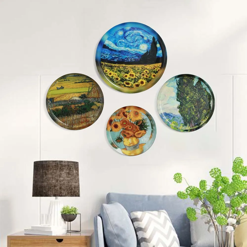 Vincent Van Gogh Premium Wall Decorative Metal Plate Set of 4