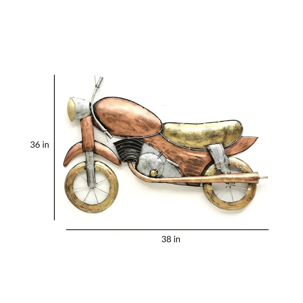 Vintage Bike Copper Metal Wall Art
