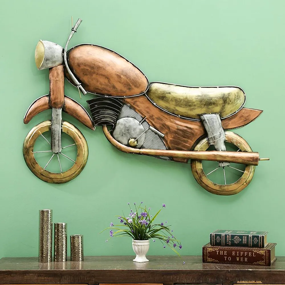 Vintage Bike Copper Metal Wall Art