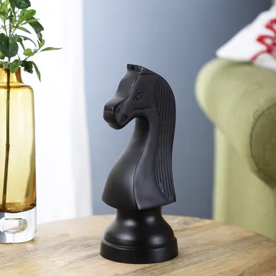 Vintage Black Chess Horse Table Decor- Large