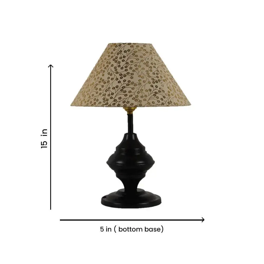 Vintage Black Metal Baluster Table Lamp With Designer Linen Shade