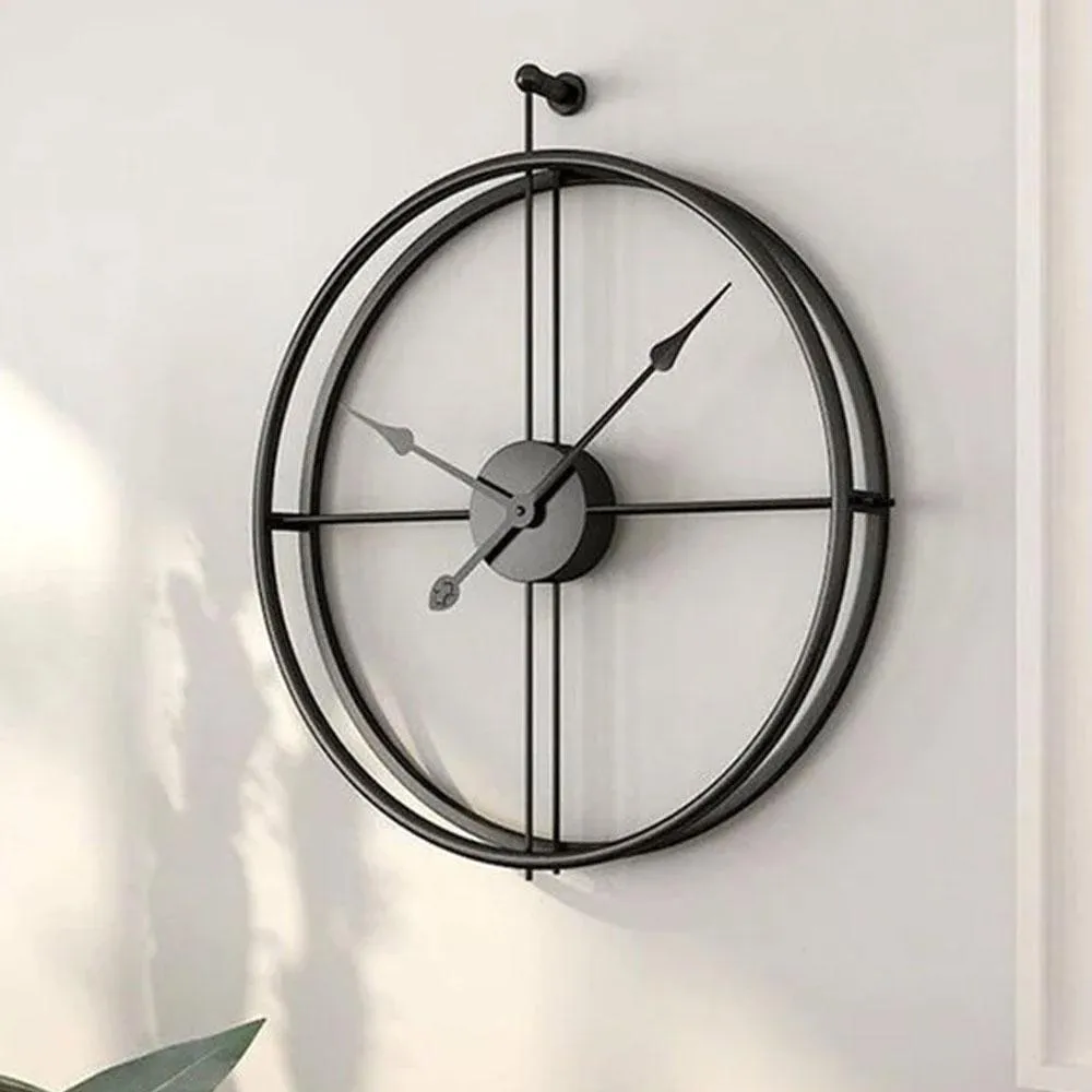 Vintage Black Round Metal Wall Clock