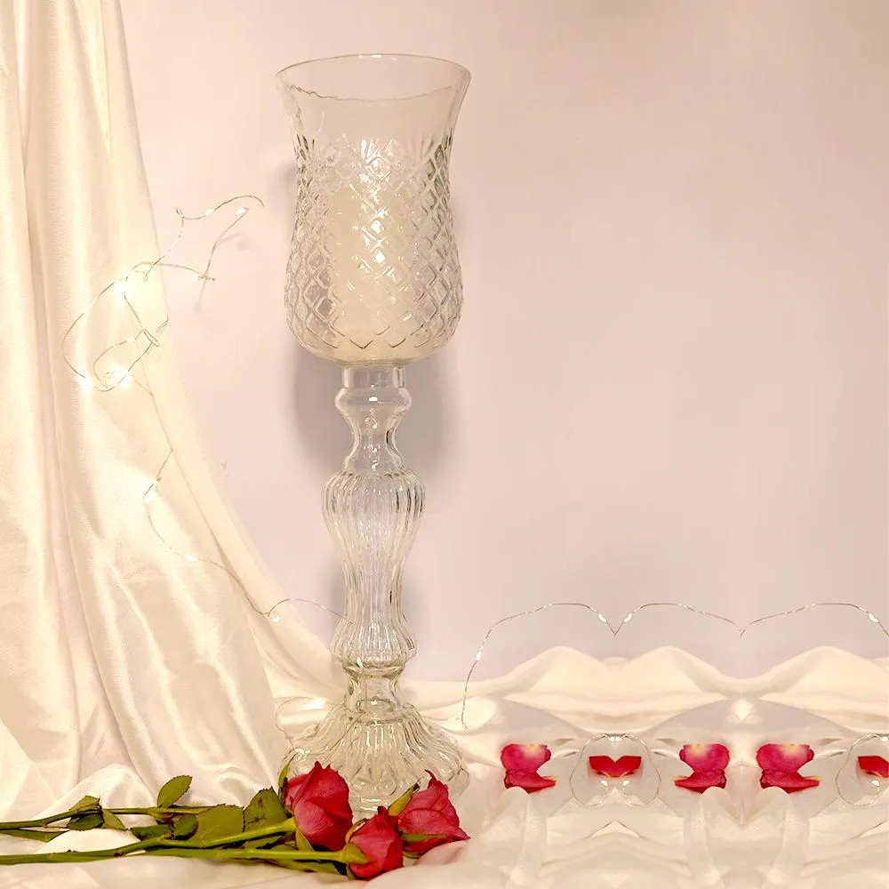 Vintage Classic Glass Hurricane Accent Candle Holder Single Piece