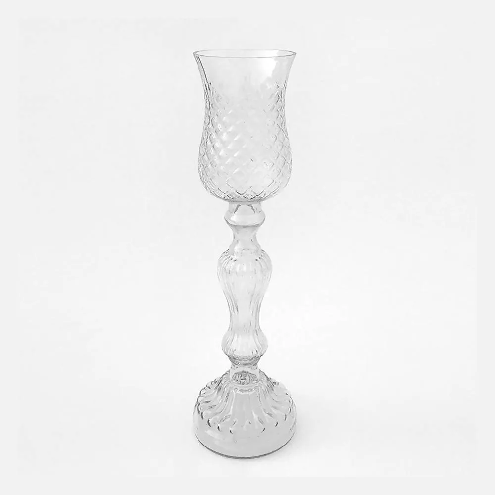 Vintage Classic Glass Hurricane Accent Candle Holder Single Piece