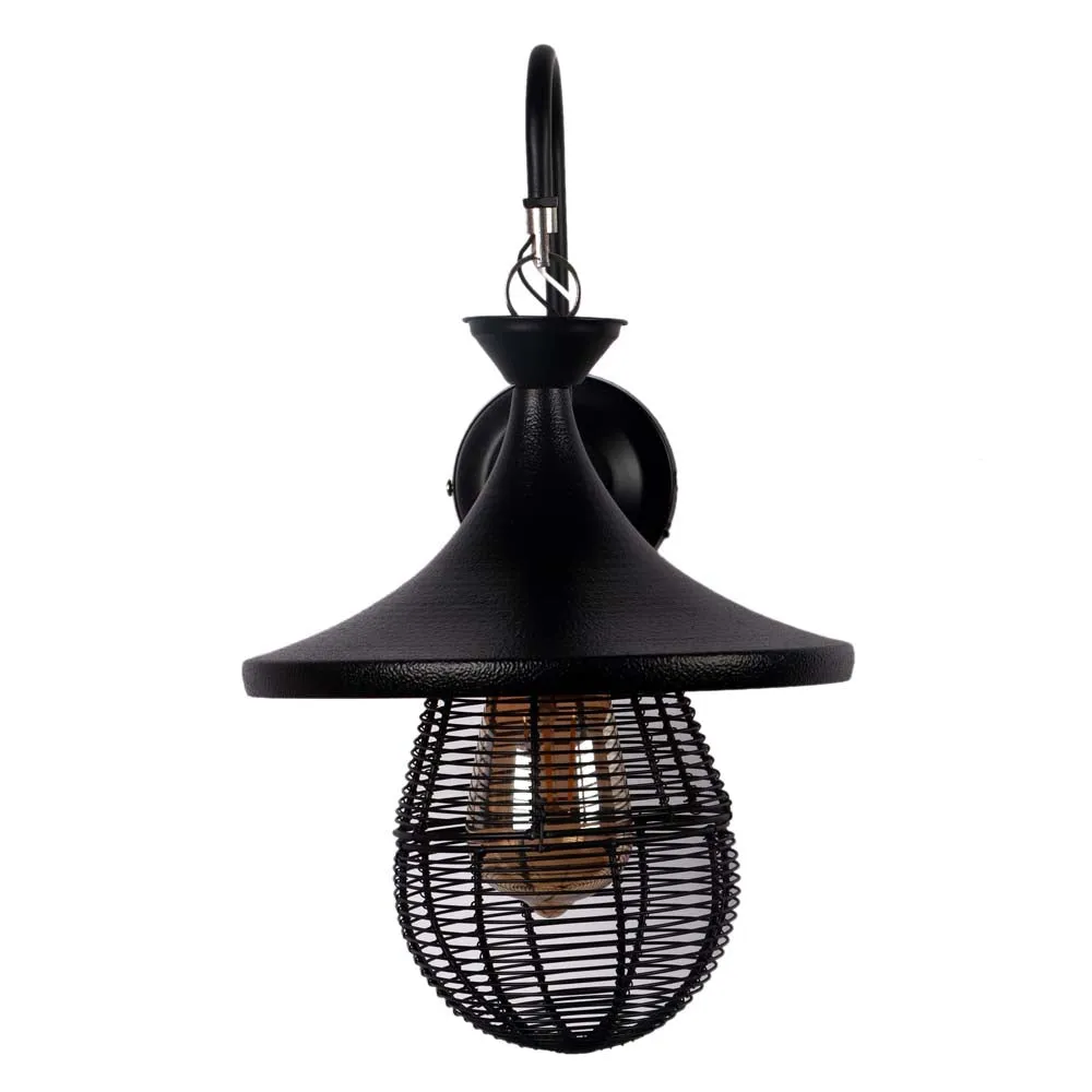 Vintage Club Caged Black Dual Wall Light