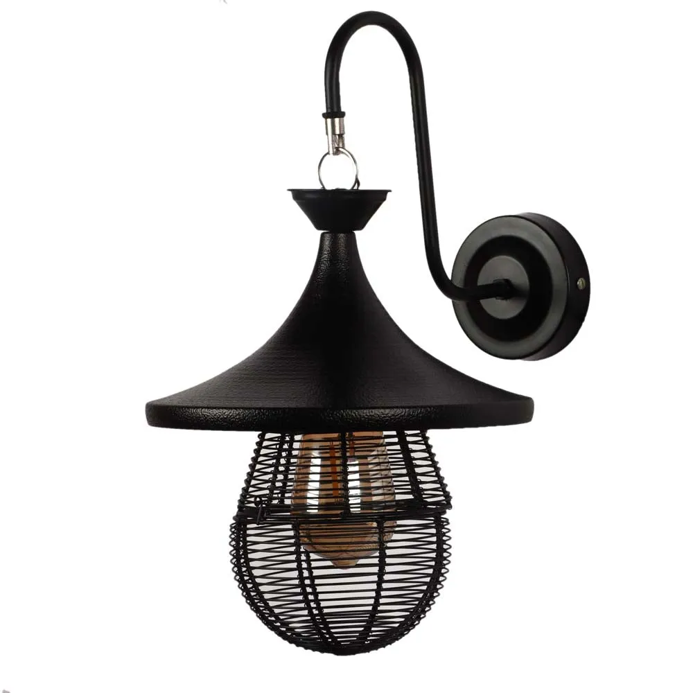 Vintage Club Caged Black Dual Wall Light