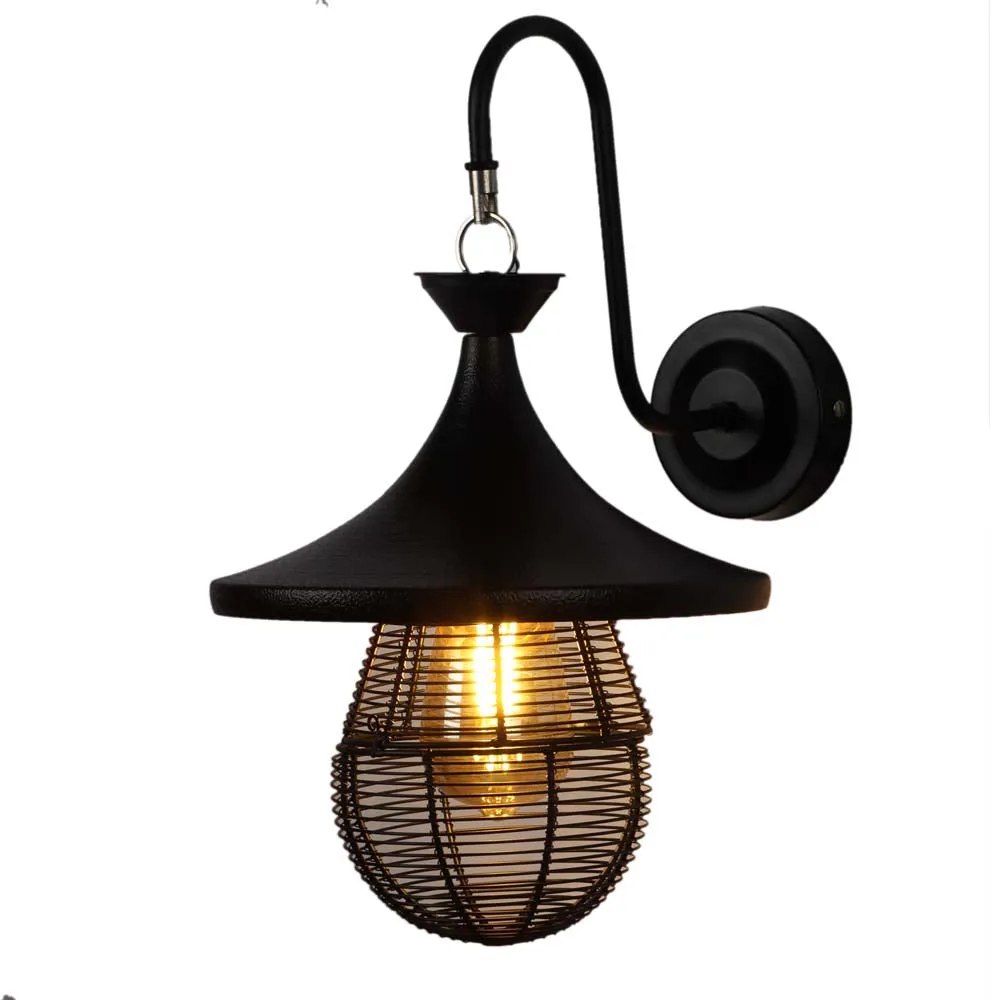 Vintage Club Caged Black Dual Wall Light