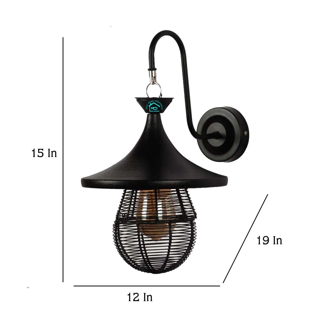 Vintage Club Caged Black Dual Wall Light