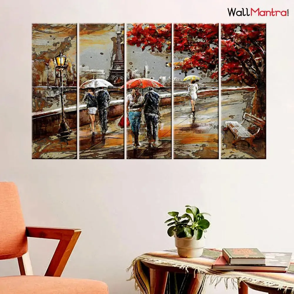 Vintage Couple Modern Art  5 Pieces Canvas Print Wall Painting