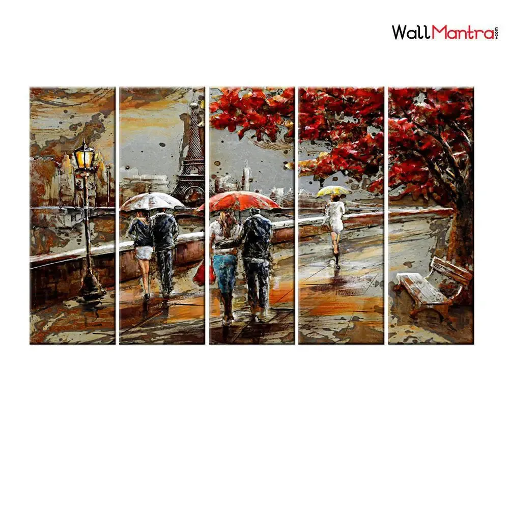 Vintage Couple Modern Art  5 Pieces Canvas Print Wall Painting