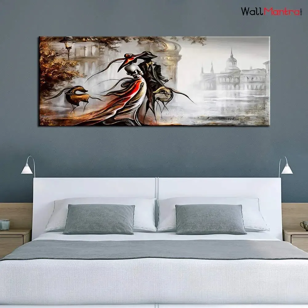 Vintage Couple Modern Art Canvas Painting With Frame