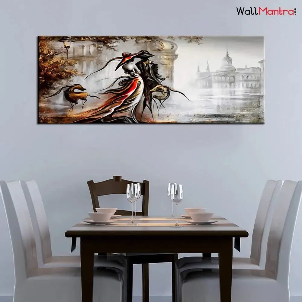 Vintage Couple Modern Art Canvas Painting With Frame