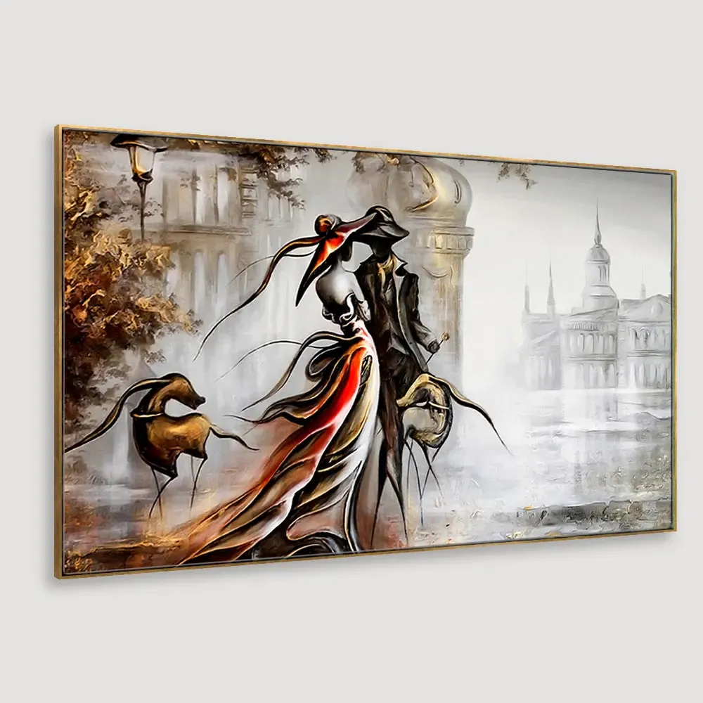Vintage Couple Modern Art Canvas Painting With Frame