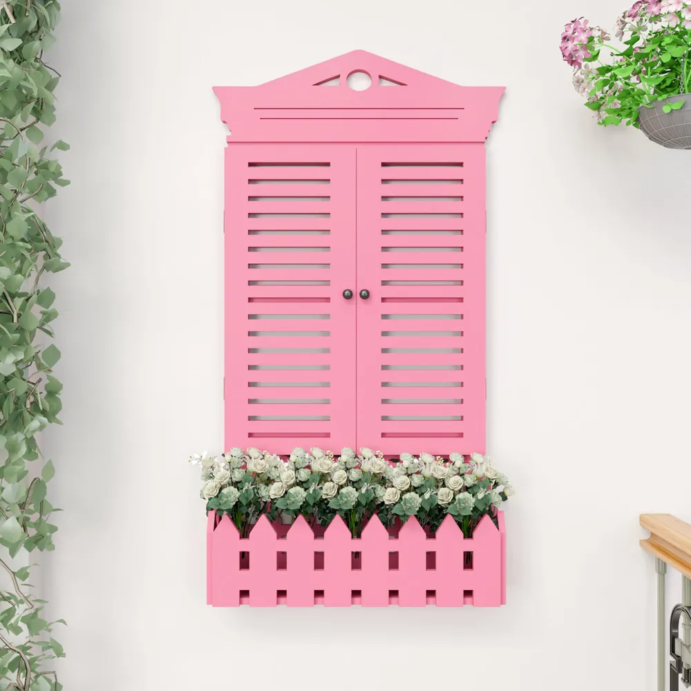 Vintage Designer Garden Window Wooden Wall Decor White